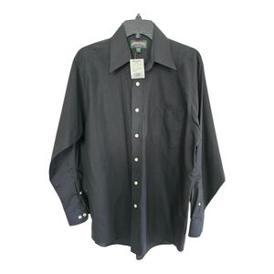 New Cambridge Classic Shirt Men Black 15 1/2  32/33 Long Sleeve Wrinkle Free